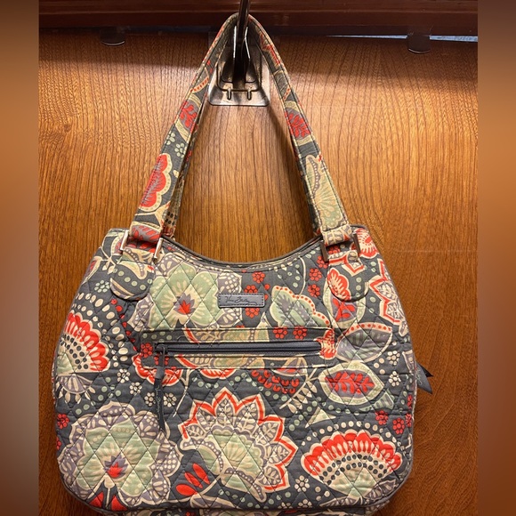 Vera Bradley Handbags - Vera Bradley - purse - gray w/orange, lavender & aqua - used